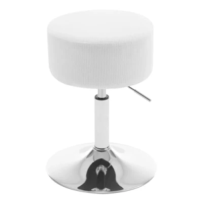 Immagine di WOLTU Sgabello Basso da Bar, Regolabile in Altezza, Sedia Trucco, Girevole con Sedile Velluto a Coste, Base Metallo, per Salone, Massaggi, Bianco, BH409ws 1