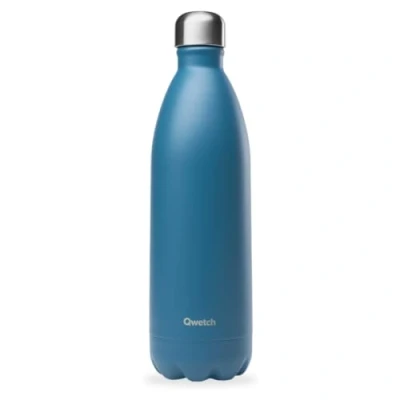 Immagine di Qwetch Bottiglia termica blu anatra 1 l Borraccia Nomade in acciaio inox 24 ore freddo e 12 caldo impermeabile, senza BPA riutilizzabile