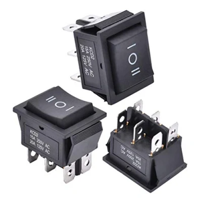 Immagine di APIELE 3 interruttori a leva, posizioni on/off, interruttore bilanciere con DPDT 6 pin, 250 V, 16 A, per case, industre, fai da te, KCD2 203N (nero)