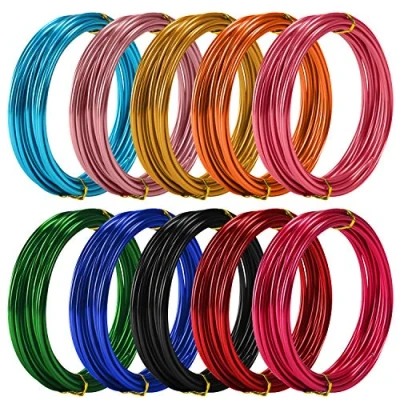 Immagine di Belle Vous Filo per Bigiotteria Artistic Wire (10pz) 10 Metallico da 5m Calibro Gioielli, Artigianato, Perline e Modellismo di Alluminio Modellabile
