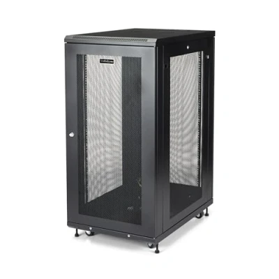 Immagine di StarTech.com Armadio Rack 19&quot; 24U su Ruote a 4 Montanti, Server Profondità Regolabile con Ripiano da 1U e Serratura