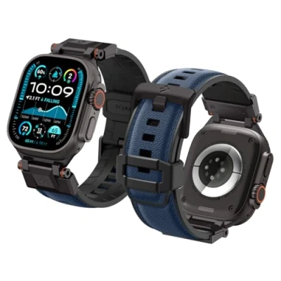 Immagine di Spigen Dura Pro Armor Cinturino Compatibile con Apple Watch per Ultra 2/Ultra 49mm, 10 46mm, Series 9/8/7 45mm, SE2/6/SE/5/4 44mm e 3/2/1 42mm Blu navy