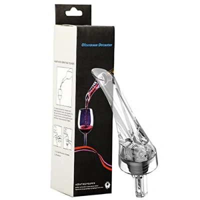 Immagine di Decanter per vino Rosso Aeratore Tappi Bottiglie di Qualità Versatore Salvagoccia Anti Goccia, Aperitivo Accessori Sommelier Barman Bar Beccuccio, decantare con eleganza e semplicità