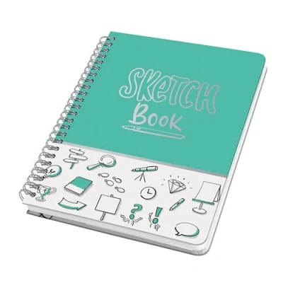 Immagine di SIGEL JN698 Jolie Taccuino spiralato, Sketch Book, puntinato (lineatura dot), 120 g/m², 16,2 x 21,5 cm, copertina rigida, pagine, menta, nero, bianco