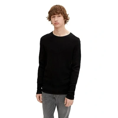 Immagine di TOM Tailor Denim Zigzag Structured Crewneck Maglione, Uomo, Taglia: Medium, Black