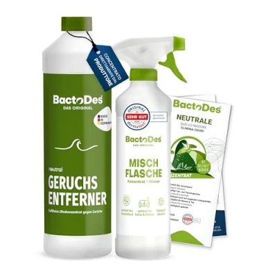 Immagine di Bactodes Neutral 1l, Smacchiatore per odori di Animali concentrato con flacone miscelazione Spray, inodore