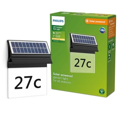 Immagine di Philips Enkara 8720169265462 Lampada solare per numero civico 0.4 W Bianco caldo Nero