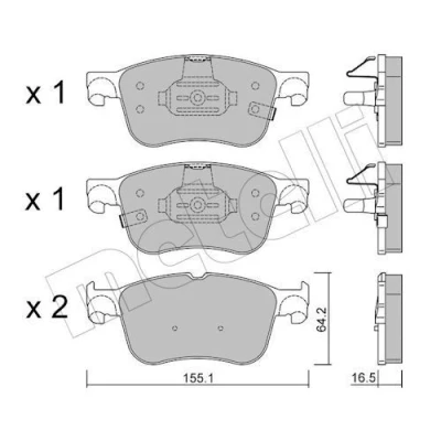 Immagine di METELLI 22 1205 0 Kit pastiglie freno con segnalatore acustico usura FORD: Kuga Mk3, Focus Mk4 Hatchback, Turnier