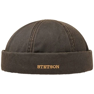Immagine di Stetson Docker Berretto da Portuale in Maglia Uomo di Cotone Traspirante 100% Misura Regolabile Invernale con Fodera Cotone, Autunno/Inverno Nero S (54 55 cm)