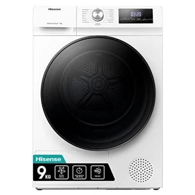 Immagine di Hisense DHQA902U Asciugatrice A Pompa Di Calore Con Ion Tech, 9 Kg, A++, Oblò Nero, Big Display, Power Air Flow