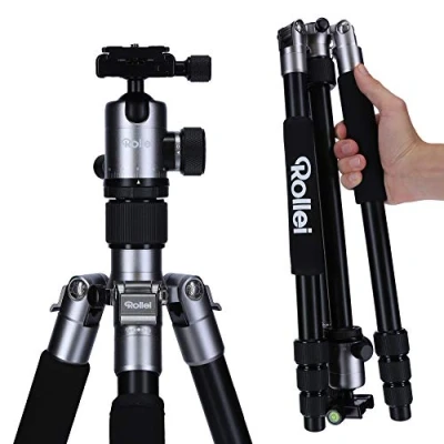 Immagine di Rollei C5I Titanio treppiede fotografico leggero in Alu da viaggio con testa a sfera e borsa Può essere usato Macro, monopiede mini Arca Swiss