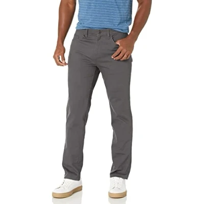 Immagine di Amazon Essentials Chino Elasticizzati Comodi con 5 Tasche e vestibilità Sportiva (in precedenza Goodthreads) Uomo, Grigio, 36W / 34L