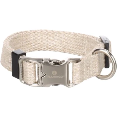 Immagine di Flamingo Collare per cane Lago Beige XS 20 35 cm 15 mm Regolabile continuamente Fibbia a scatto e anello guinzaglio cromato