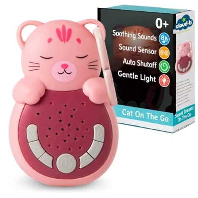 Immagine di Cloud b Travel Comforting Sound Machine w/Calming Light 4 White Noise and Lullabies Re Activating Smart Sensor Sweet Dreamz Kitty