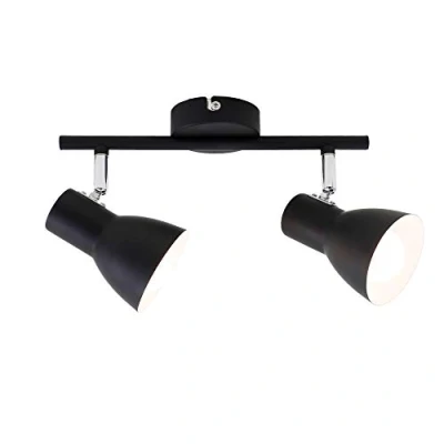 Immagine di BRILONER Leuchten Plafoniera, lampada da soffitto, faretti orientabili e inclinabili, 2x E14, max. 25 Watt, retrò, nera, 275x80x150 mm (LxPxH)