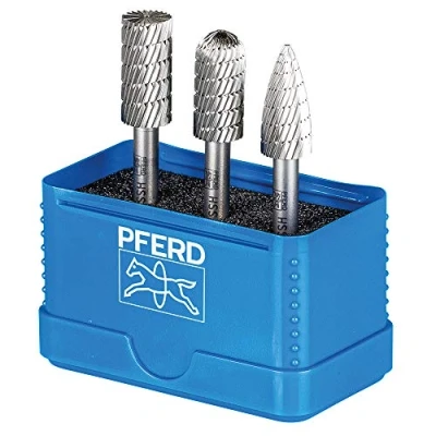 Immagine di PFERD Set di 3 punte per fresa HSS, dentatura 3, Ø 12 mm, diametro gambo: 6 22900811 universale acciaio, ghisa e