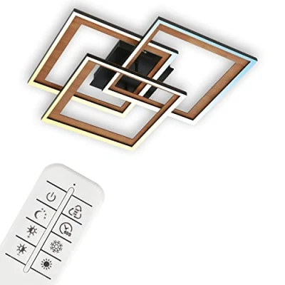 Immagine di BRILONER Lampada da soffitto LED, Dimmerabile, Orientabile, Plafoniera LED con telecomando, Cornice Temperatura colore regolabile, Sottoquadro, Legno nero, 560x560x105 mm