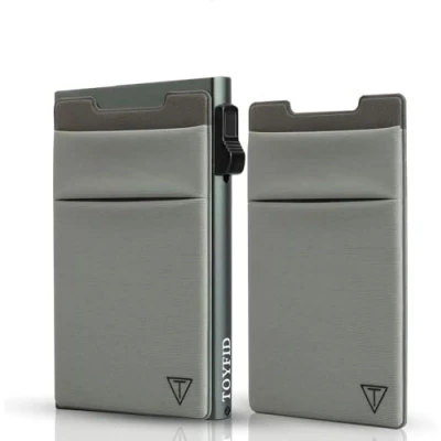 Immagine di TOYFID Portafoglio Pop Up per Uomo, B, grigio, small, sottile e minimalista carte di credito