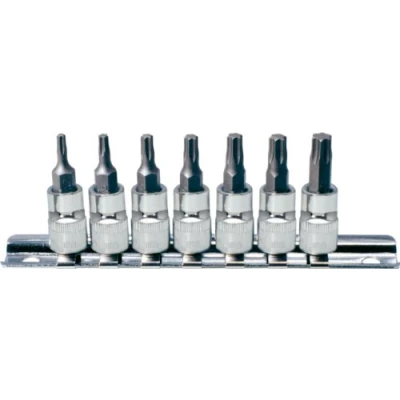 Immagine di KS Tools 918.1558 1/4&quot; Serie di bussole c.inserti p.viti Torx CHROME 7 pzT10 T40