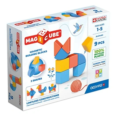 Immagine di Geomag 201BLME Magicube 1+ Shapes Magnetic Blocks for Kids,Red, Orange and Blue, 9 Pieces