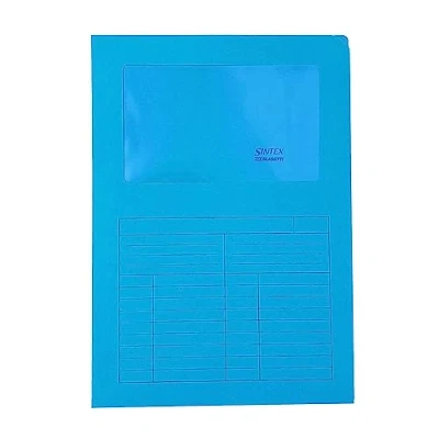 Immagine di Blasetti Cartelline Portadocumenti con Finestra Sintex AZZURRA raccoglitore documenti per ufficio, Formato A4, Colore Azzurro, Confezione 50 pezzi, Carta 120gr, Aperta su due lati