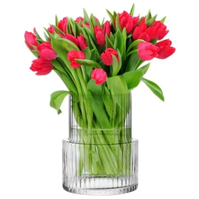 Immagine di Krosno Sparkle Vaso in Vetro Rigato, 20 cm, Design Elegante e Moderno, Realizzato Europa, Decorativo Ideale per Fiori Arredamento d&#039;Interni