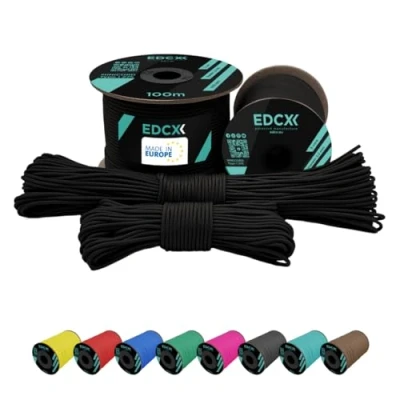 Immagine di EdcX 2 mm Nylon Paracord 275 (15, 30, 50 And 100 m) 100% Rope, 3 Strand Cord, Cord in Many Colours (Black, 30