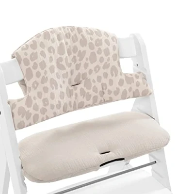 Immagine di hauck Cuscino Seggiolone Highchair Pad Select Alpha+, Beta+ in Cotone Facile da Fissare, 2 Pezzi Naturale, Leo Muslin