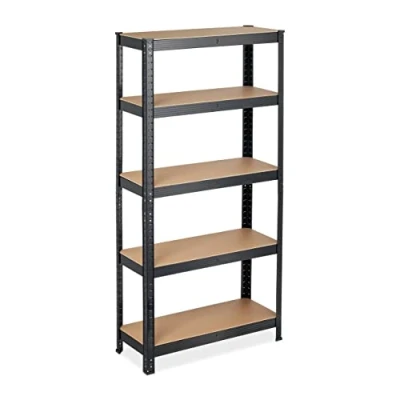 Immagine di Relaxdays Scaffale in Metallo, 875 kg Capacità di Carico, 150x75x30 cm, Scaffalatura ad Alta Portata con 5 Ripiani, Nero