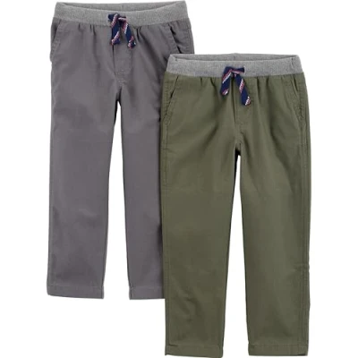 Immagine di Simple Joys by Carter&#039;s 2 Pack Pull On Pant Pantaloni, Verde/Grigio, 5 Anni (Pacco da 2) Bimbo