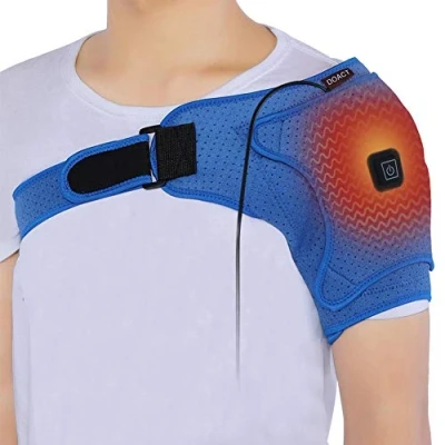 Immagine di Tbest Supporto per spalla riscaldato, avvolgimento riscaldante regolabile ricaricabile elettrico USB imbottitura alleviare il dolore muscolare, spalla, cuffia dei rotatori