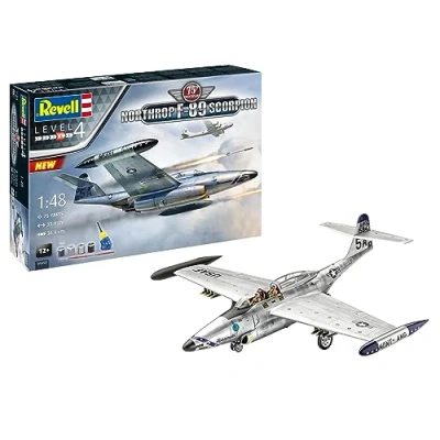 Immagine di Revell Northrop F 89 Scorpion 05650 Modellino in plastica non costruita scala 1:48, con colla professionale Contacta, pennello e colori Aqua Color selezionati,