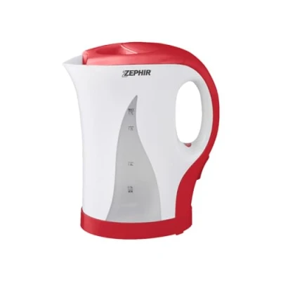 Immagine di Zephir, Bollitore Elettrico Cordless 1,7L, Potenza Max 2200W, Indicatore Livello Acqua, Spegnimento Automatico a Ebollizione, Luminoso, Colore Bianco/Rosso