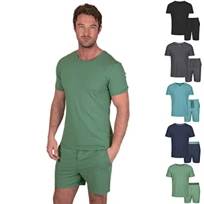 Immagine di Light &amp; Shade Set Pigiama 2 Pezzi, da Uomo, con Maglietta, Maniche Corte e Pantaloncini, Verde, L