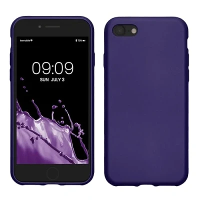 Immagine di kwmobile Custodia Compatibile con Apple iPhone SE (2022) / (2020) 8 7 Cover Back Case Morbida Protezione in Silicone TPU Effetto metallizzato lilla
