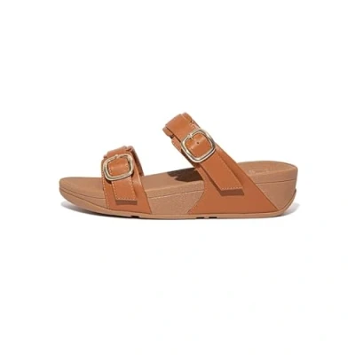 Immagine di Fitflop Lulu Adjustable Leather Slides, Sandali a Ciabatta Donna, Marrone Chiaro, 39 EU