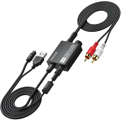 Immagine di PROZOR 192kHz Convertitore Audio da Digitale ad Analogico Controllo Bassi Volume Regolabile DAC Coassiale o Toslink a RCA/3.5mm Cuffie Adattatore per HD Lettore DVD