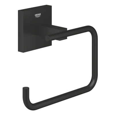 Immagine di Portarotolo carta igienica GROHE Start Cube QuickFix senza coperchio (metallo, montaggio a parete, fissaggio nascosto, con viti e tasselli), 138 mm, QuickGlue, nero opaco, 409782430