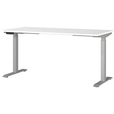 Immagine di Germania Scrivania 7908 639, in bianco/argento, regolabile altezza, 160 x 120 80 cm (LxAxP)