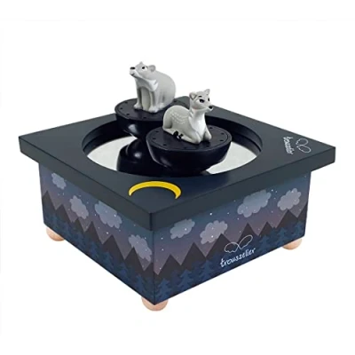 Immagine di Trousselier Deer &amp; Bear In Forest Carillon danzante Regalo ideale per la nascita 2 figure rimovibili Facile da usare Nocturne di Chopin Colore blu scuro count