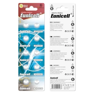 Immagine di Eunicell AG6 Set di 10batteria alcalino pulsante Tipo G6 LR69 LR921 SR921W 370 371
