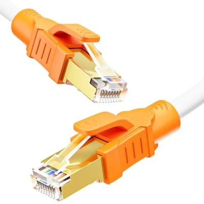 Immagine di Cavo Ethernet 5 Metri, Cat 8 LAN 40Gbps 2000Mhz Schermato di Rete Alta Velocità Gigabit RJ45 26AWG S/FTP POE Internet Lungo bianca Patch per Router Modem