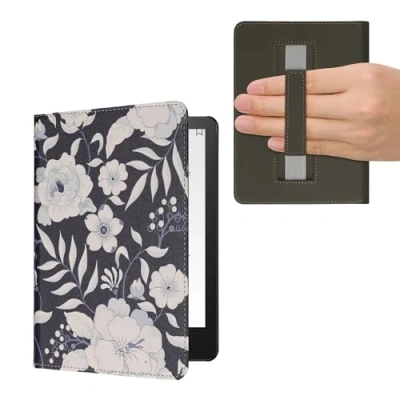 Immagine di kwmobile Cover per Kindle Paperwhite Custodia 6,8 Pollici 11 Generazione 2021 Copertina eReader eBook Reader Case Fiori Blu