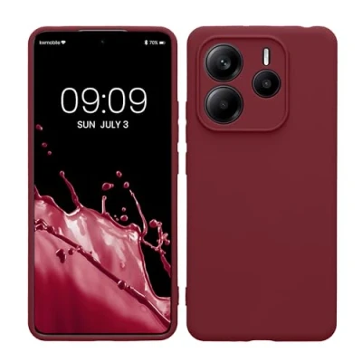 Immagine di kwmobile Custodia Compatibile con Xiaomi Redmi Note 14 5G Cover Back Case per Smartphone in Silicone TPU Protezione Gommata viola bordeaux