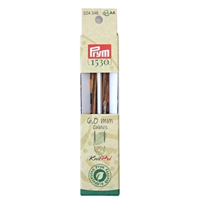 Immagine di Prym Nadelspitzen CUBICS Natural Farbig Lang 11,6 cm 6,00 mm Ferri da Maglia, Legno, Multicolore, 6,0