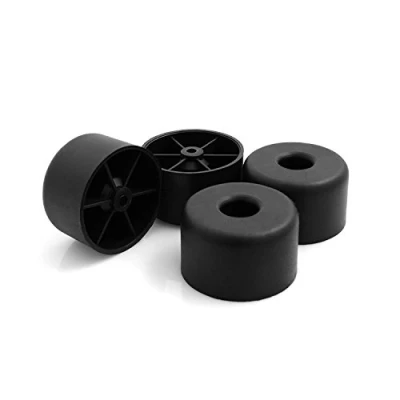 Immagine di Design61 Set di 4 feltrini per mobili in plastica, divano, poltrona, da avvitare, diametro 50 x altezza 40 mm, colore nero