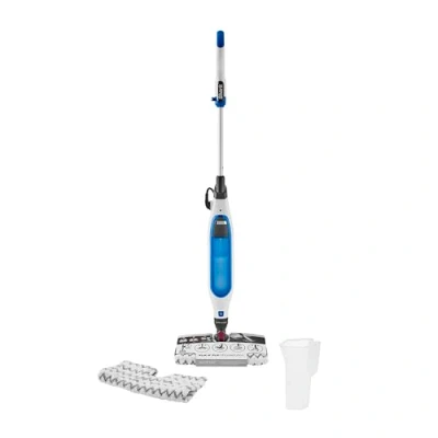 Immagine di Shark Klik N &#039;Flip Steam Mop, Scopa a Vapore Manuale, Cavo 6 m, per Pavimenti Duri, 2 Panni Lavabili, Serbatoio Capacità di 375 ml, Riscaldamento in 30 Secondi, Bianco/Blu, S6001EU