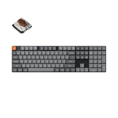 Immagine di Keychron K5 Max Tastiera Meccanica ultra sottile senza fili, programmabile QMK/VIA, 3 modalità Bluetooth/2,4 GHz/Cavo con LED RGB, Low Profile Gateron Brown Switch Hot Swap, copritasti in PBT