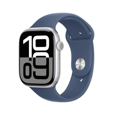 Immagine di Apple Watch Series 10 46mm Argento (Cinturino In Gomma Blu M/L)