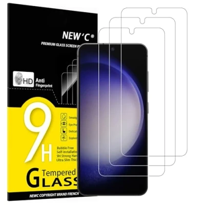 Immagine di NEW&#039;C 3 Pezzi, Vetro Temperato per Samsung Galaxy S23, Pellicola Prottetiva Anti Graffio, Impronte, Senza Bolle, Durezza 9H, 0,26mm Ultra Trasparente, Resistente